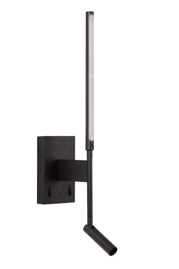 Lucide FINAN - Wandleuchte - LED - 2700K - Mit USB-Ladepunkt - Schwarz - ausgeschaltet